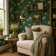 Load image into Gallery viewer, Bedwardine Gardens Green Floral Peel and Stick and Traditional Wallpaper