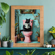 Load image into Gallery viewer, Cat on Toilet Reading the Newspaper Wall Art Print