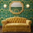 Load image into Gallery viewer, Manerva Blue and Gold Art Nouveau Peel and Stick and Traditional Wallpaper