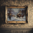 Load image into Gallery viewer, Horse and Carriage Winter Village Scene Wall Art