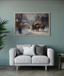 Load image into Gallery viewer, Horse and Carriage Winter Village Scene Wall Art