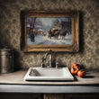 Load image into Gallery viewer, Horse and Carriage Winter Village Scene Wall Art