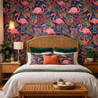 Load image into Gallery viewer, Benson Quay Retro Pink Flamingo Tropical Peel and Stick and Traditional Wallpaper