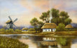 Load image into Gallery viewer, Vintage Dutch Windmill Landscape Painting Wall Art Print