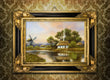 Load image into Gallery viewer, Vintage Dutch Windmill Landscape Painting Wall Art Print