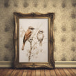 Load image into Gallery viewer, Vintage Two Birds on a Branch Drawing Wall Art Print