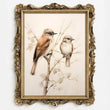 Load image into Gallery viewer, Vintage Two Birds on a Branch Drawing Wall Art Print