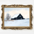 Load image into Gallery viewer, Vintage Barn in a Snowy Landscape Painting Wall Art