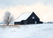 Load image into Gallery viewer, Vintage Barn in a Snowy Landscape Painting Wall Art
