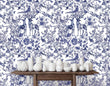 Load image into Gallery viewer, Abberely Mews Victorian Blue Toile Wallpaper