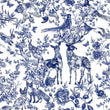 Load image into Gallery viewer, Abberely Mews Victorian Blue Toile Wallpaper