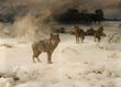 Load image into Gallery viewer, Wolves in Cold Snowy Winter, by Alfred Kowalsky-Wierusz, circa 1849-1915