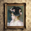 Load image into Gallery viewer, Young Girl in a Pink and Black Hat, by Pierre-Auguste Renoir, circa 1890