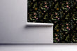 Load image into Gallery viewer, Dark black Victorian botanical floral Chinoiseries peel and stick wallpaper.