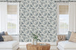 Load image into Gallery viewer, Blue and white boho paisley peel and stick wallpaper.