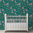 Load image into Gallery viewer, Victorian Chinoiseries floral peel and stick wallpaper in nursery with crib