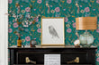 Load image into Gallery viewer, Victorian Chinoiseries floral peel and stick wallpaper with piano and picture and lamp