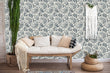 Load image into Gallery viewer, Blue and white boho paisley peel and stick wallpaper.
