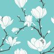 Load image into Gallery viewer, Blue Victorian floral peel and stick wallpaper