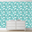 Load image into Gallery viewer, Blue Victorian floral peel and stick wallpaper