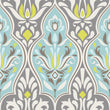 Load image into Gallery viewer, Blue and yellow antique vintage damask peel and stick wallpaper
