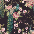Load image into Gallery viewer, Antique Chinoiserie black and pink peacock peel and stick wallpaper