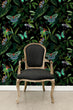 Load image into Gallery viewer, Victorian butterfly botanical dark peel and stick wallpaper