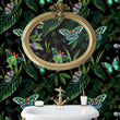 Load image into Gallery viewer, Victorian butterfly botanical dark peel and stick wallpaper