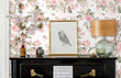 Load image into Gallery viewer, Victorian pink roses floral peel and stick wallpaper