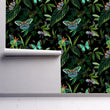 Load image into Gallery viewer, Victorian butterfly botanical dark peel and stick wallpaper