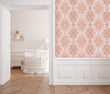 Load image into Gallery viewer, Victorian antique pink damask peel and stick wallpaper