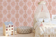 Load image into Gallery viewer, Victorian antique pink damask peel and stick wallpaper