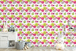 Load image into Gallery viewer, Pink and green floral girl's room peel and stick wallpaper