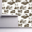 Load image into Gallery viewer, Victorian antique English hunt scene toile peel and stick wallpaper
