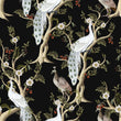 Load image into Gallery viewer, Chinoiserie antique botanical peacock dark peel and stick wallpaper