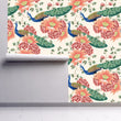 Load image into Gallery viewer, Victorian Asian Chinoiserie Peacock Peel and Stick Wallpaper