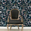 Load image into Gallery viewer, Chinoiserie dark floral peel and stick wallpaper