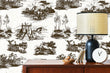 Load image into Gallery viewer, Victorian antique English hunt scene toile peel and stick wallpaper