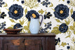 Load image into Gallery viewer, Victorian blue and gold floral peel and stick wallpaper