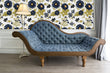 Load image into Gallery viewer, Victorian blue and gold floral peel and stick wallpaper