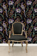Load image into Gallery viewer, Black Chinoiseries Victorian bird peel and stick wallpaper