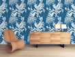 Load image into Gallery viewer, Blue Chinoiserie Victorian bird peel and stick wallpaper