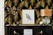 Load image into Gallery viewer, Gold and black Art Deco feather peel and stick wallpaper