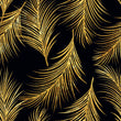 Load image into Gallery viewer, Gold and black Art Deco feather peel and stick wallpaper