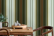 Load image into Gallery viewer, Mid-Century Modern striped brown and green peel and stick wallpaper