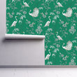 Load image into Gallery viewer, Victorian Chinoiseries bird dark floral fabric blend peel and stick wallpaper