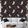 Load image into Gallery viewer, Peel and stick woodland owl dark wallpaper