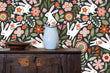 Load image into Gallery viewer, Rabbit woodland botanical girl's room fabric blend peel and stick wallpaper