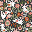 Load image into Gallery viewer, Rabbit woodland botanical girl's room fabric blend peel and stick wallpaper