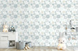 Load image into Gallery viewer, Blue geometric fabric blend peel and stick wallpaper